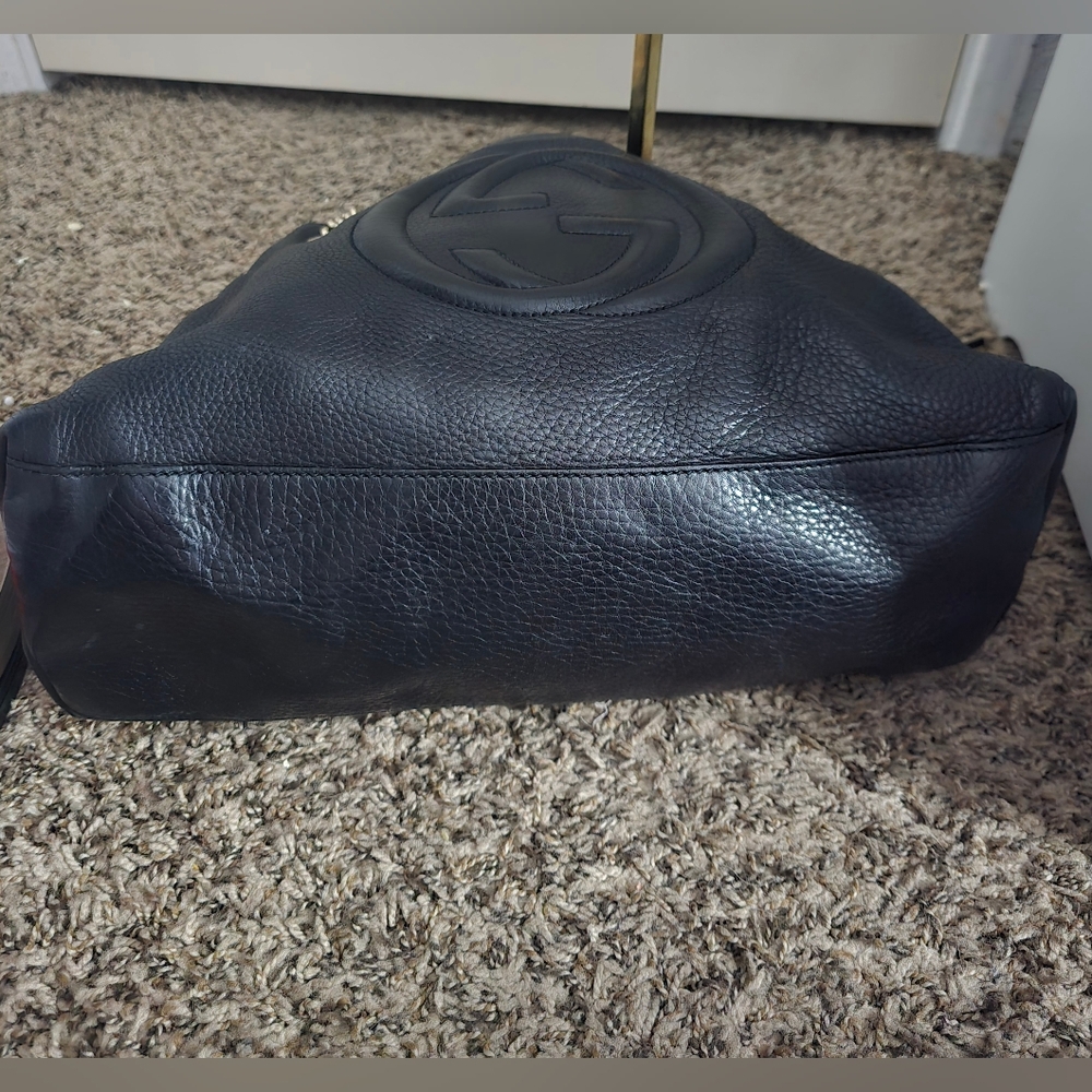 Gucci Soho GG Pebbled Leather Medium Tote W/ Silver Chain (GOOD)(COA)(READ)✨️🖤 - Picture 9 of 16